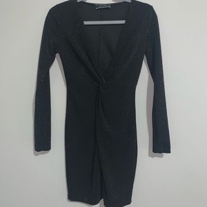 Glittery V-neck tie-cinch waist dress